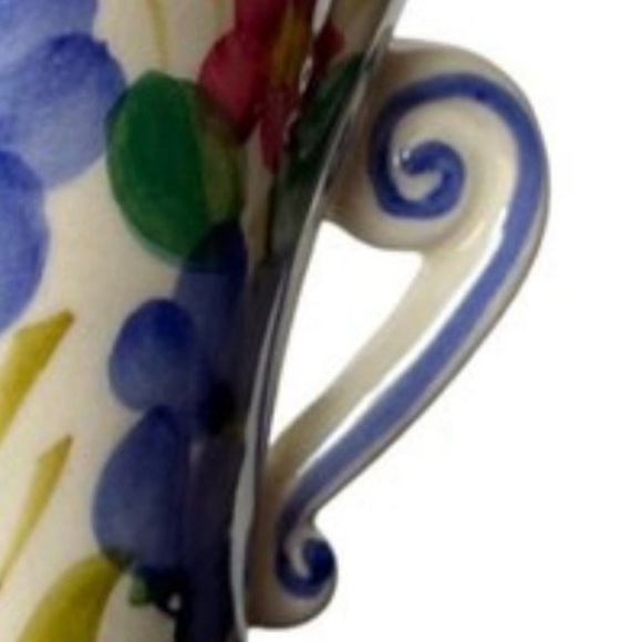 Vtg FTD Ceramic VASE Handpainted
Flowers Italy both side Handle brilliant color - Picture 14 of 14